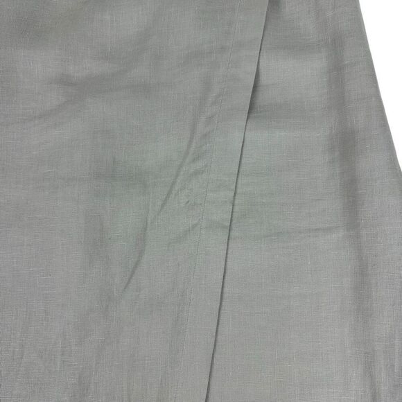 Eileen Fisher Organic Linen Faux Wrap Front Skirt Silver Gray Small - Picture 6 of 8
